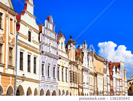 The beautiful cityscape of Telc, a world heritage site The beautiful cityscape of Telc, a world heritage site 136285045