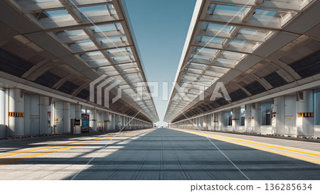 現代化的車站月台 136285634