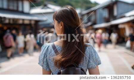 The lifestyle of a young Japanese woman who thinks quietly while spending her daily life in the city or in nature The lifestyle of a young Japanese woman who thinks quietly while spending her daily life in the city or in nature 136285750