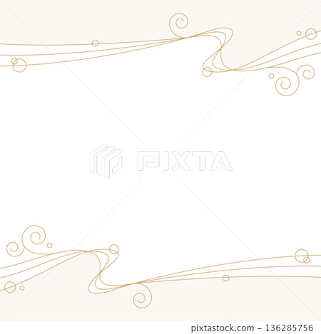 Simple design frame of curved lines, waves, background, square size 136285756