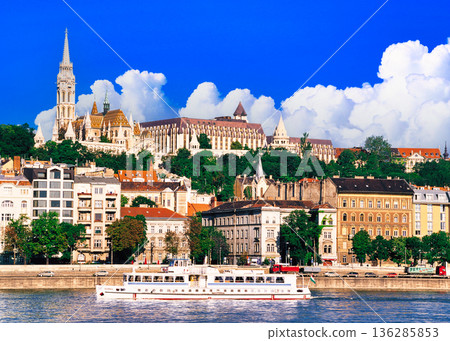 View of the Danube River and Castle Hill in Budapest View of the Danube River and Castle Hill in Budapest 136285853