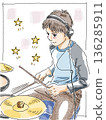 Child playing the drums (colored) 136285911