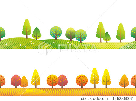 四季無縫景觀:春季和秋季場景 四季無縫景觀:春季和秋季場景 136286007