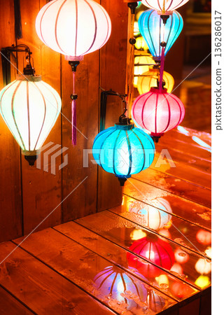 Colorful lanterns after the rain 136286017