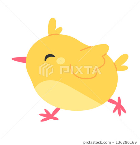 Funny running chick isolated on a white background. Vector illustration in flat style 136286169