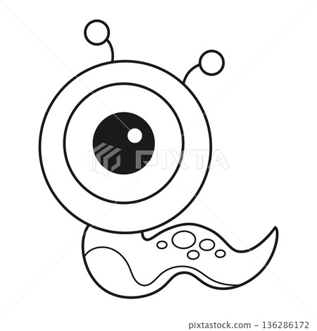 Cute cartoon monster. Coloring page. Outline vector illustrations isolated on a white background Cute cartoon monster. Coloring page. Outline vector illustrations isolated on a white background 136286172