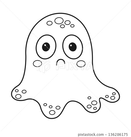 Cute cartoon monster. Coloring page. Outline vector illustrations isolated on a white background Cute cartoon monster. Coloring page. Outline vector illustrations isolated on a white background 136286175