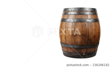 白色背景上的舊酒桶 白色背景上的舊酒桶 136286182
