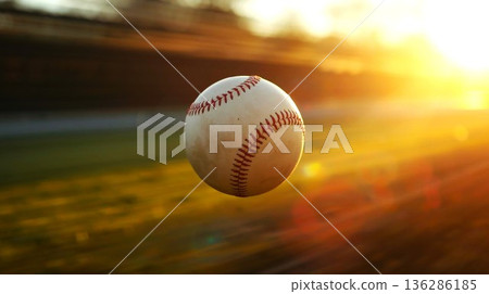 夕陽下飛舞的棒球 夕陽下飛舞的棒球 136286185