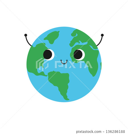 Lovely planet Earth. Vector flat illustration isolated on a white background Lovely planet Earth. Vector flat illustration isolated on a white background 136286188