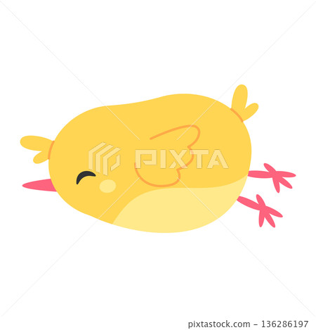 Funny sleeping chick isolated on a white background. Vector illustration in flat style Funny sleeping chick isolated on a white background. Vector illustration in flat style 136286197