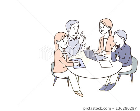 Illustration of a diverse business team meeting with copy space Illustration of a diverse business team meeting with copy space 136286287