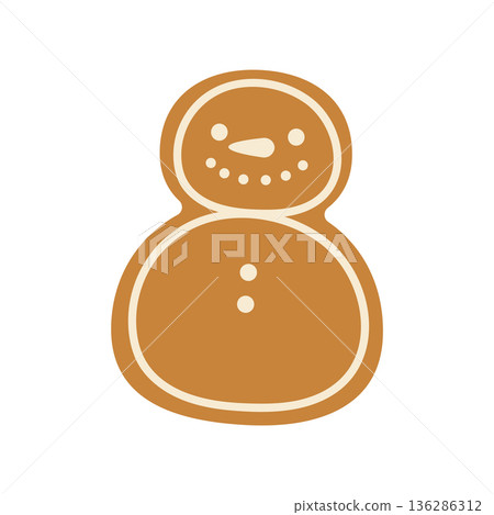 Cute cartoon Christmas gingerbread man. Isolated white background. Vector illustration Cute cartoon Christmas gingerbread man. Isolated white background. Vector illustration 136286312