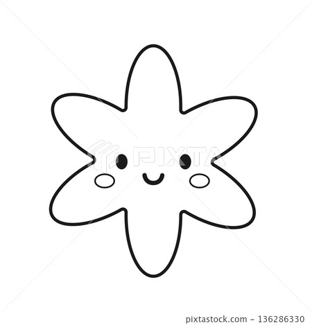 Cute cartoon star. Coloring page. Isolated white background. Vector illustration Cute cartoon star. Coloring page. Isolated white background. Vector illustration 136286330