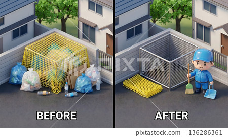 垃圾收集區改造前後對比：防烏鴉與清潔 136286361