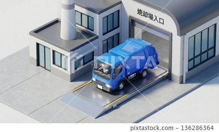 垃圾車抵達焚化廠 廢棄物處理過程 136286364