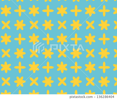 Seamless Christmas pattern. Cute yellow stars. Isolated white background. Vector illustration. Seamless Christmas pattern. Cute yellow stars. Isolated white background. Vector illustration. 136286404