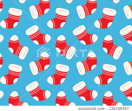 Seamless pattern. Christmas stockings. Isolated background. Vector illustration Seamless pattern. Christmas stockings. Isolated background. Vector illustration 136286407