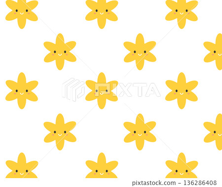 Seamless Christmas pattern. Cute yellow stars. Isolated white background. Vector illustration Seamless Christmas pattern. Cute yellow stars. Isolated white background. Vector illustration 136286408