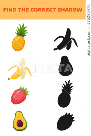 Find the right shadow. Educational games for children. Vector illustration 136286476
