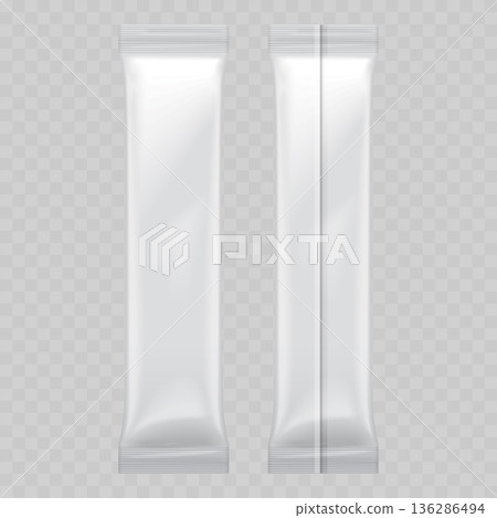 Realistic White Stick Pack Mockup Set Front Back View. Vector 136286494