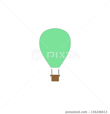 icon sticker realistic design on paper hot air balloon 136286613
