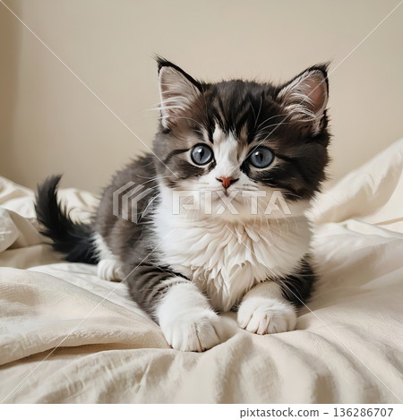 波斯小貓放鬆躺臥的場景 波斯小貓放鬆躺臥的場景 136286707