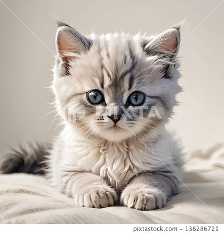 一隻波斯小貓躺著看著你。 一隻波斯小貓躺著看著你。 136286721