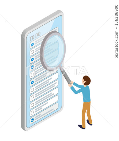 一個人正在用智慧型手機查看待辦事項清單。 136286900
