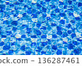 Blue Swimming Pool Water Texture with Ripples and Tiles 136287461