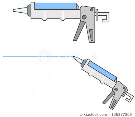 A caulking gun for construction work, used for waterproofing and adhesive sealing in DIY projects. 136287809