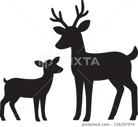 Deer and parents Deer and parents 136287974