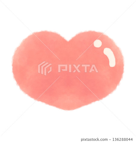 可愛的圓潤紅色心形圖案水彩插畫素材 136288044