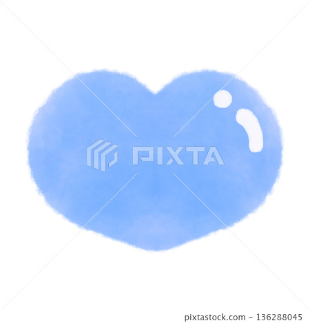 Cute plump blue heart mark watercolor illustration material 136288045