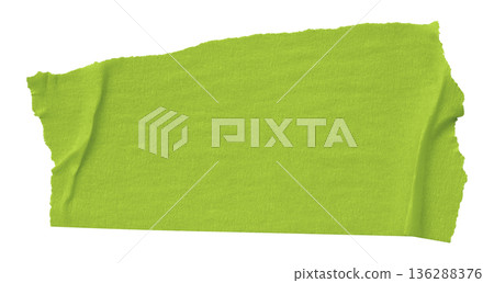 green crumpled torn tape isolated on transparent background. 136288376