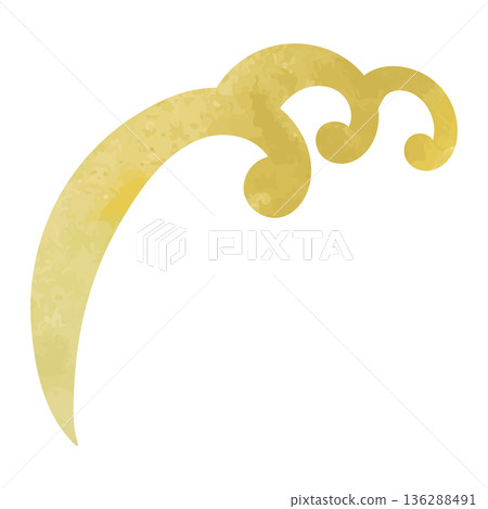 Golden Japanese-style wave illustration, watercolor, vector, single, retro, simple, texture, luxurious, transparent, white background Golden Japanese-style wave illustration, watercolor, vector, single, retro, simple, texture, luxurious, transparent, white background 136288491