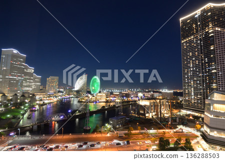 Night view of Minato Mirai from Sakuragicho Washington Hotel 136288503