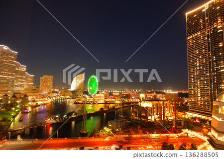 Night view of Minato Mirai from Sakuragicho Washington Hotel 136288505