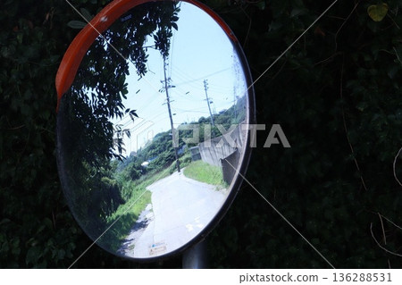 Countryside view through the mirror 136288531
