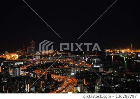 從大阪灣藝術酒店塔樓看到的夜景 136288797