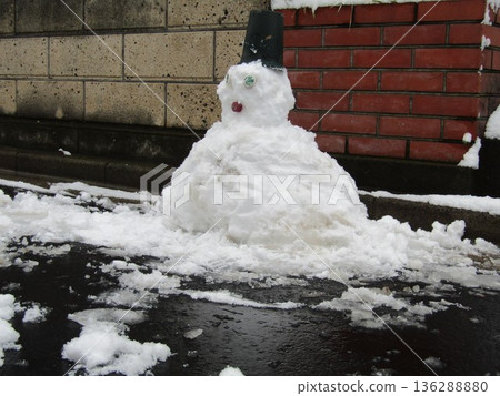 用積雪堆成的雪人 用積雪堆成的雪人 136288880