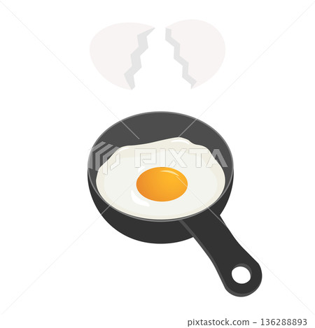 Illustration of a fried egg being cooked Illustration of a fried egg being cooked 136288893
