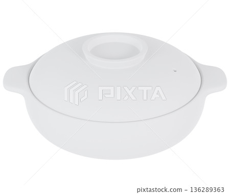 一個簡單的陶罐的3D模型圖像，背景透明。 136289363