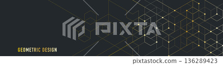 Abstract design element with geometric background and golden hexagons shape pattern Abstract design element with geometric background and golden hexagons shape pattern 136289423