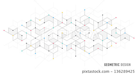 Abstract vector background with simple geometric figures and dots. Graphic design element and polygonal shape pattern Abstract vector background with simple geometric figures and dots. Graphic design element and polygonal shape pattern 136289425