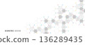 Genetic engineering and molecular structure, hexagon DNA network, science chemical and biotechnology concept, innovation technology, healthcare, and medicine design. 136289435