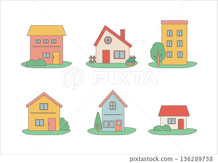 House illustration set, house assets, building icons House illustration set, house assets, building icons 136289738