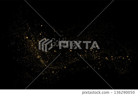 An isolated design element, an exquisite, gold arc made of chaotic fine tinsel An isolated design element, an exquisite, gold arc made of chaotic fine tinsel 136290050