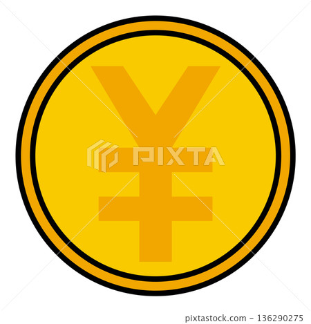 Illustration of a gold coin with a yen symbol (¥) Illustration of a gold coin with a yen symbol (¥) 136290275