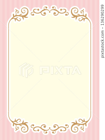Elegant frame on a pink striped background 136290299